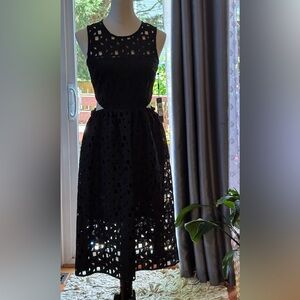 Karl Lagerfeld Paris Black Lace Cut Out Midi Dress